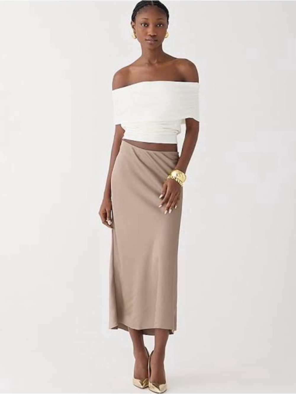 J. Crew Gwyneth Satin Midi Skirt - Picture 2 of 5